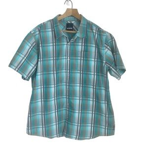 Prana Plaid Shirt Short Sleeve Shirt Button Front Top